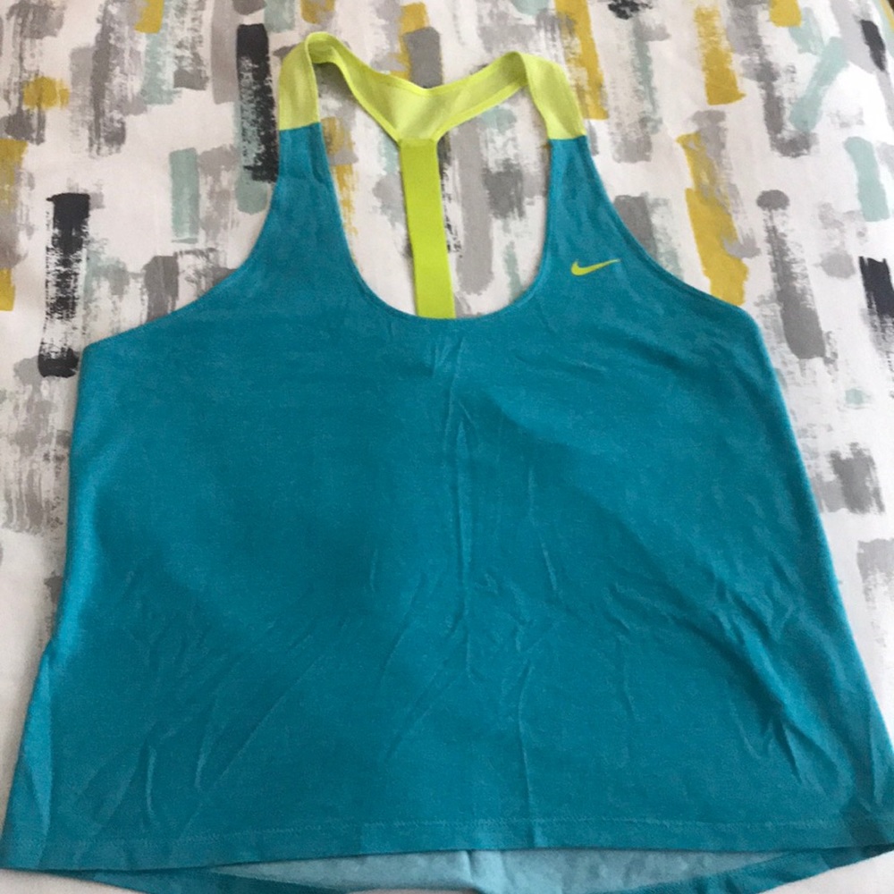 Nike blue and neon green tank in medium